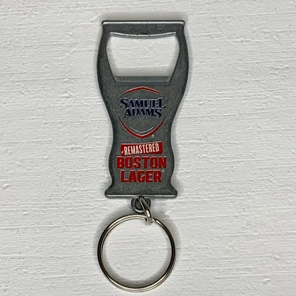 Samuel Adams Boston Lager Advertising Silver Metal Bottle Opener Keychain 4.25